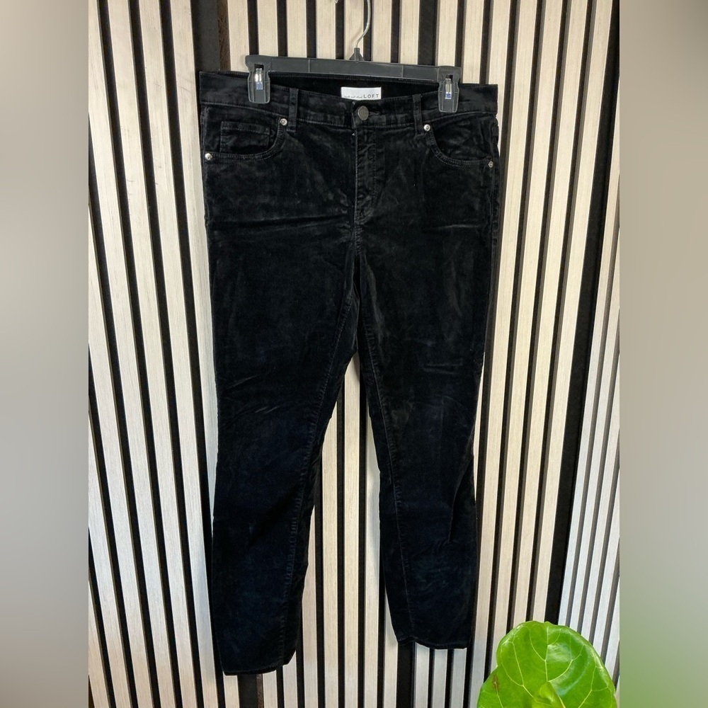LOFT Black Velvet Modern Skinny Trousers Sz 10